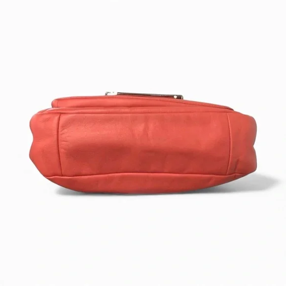 Coach Taylor Flap Shoulder Bag Coral Leather Silver Hardware K1394-F27481 EUC